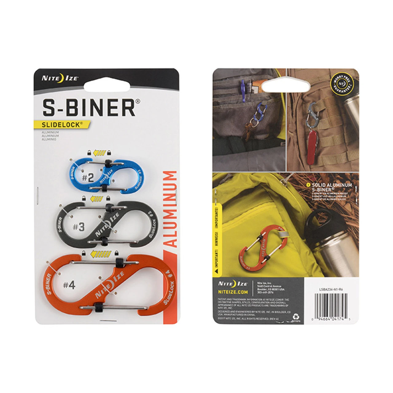 Nite Ize S-Biner 3 Pack SlideLock 2 3 4 - Assorted