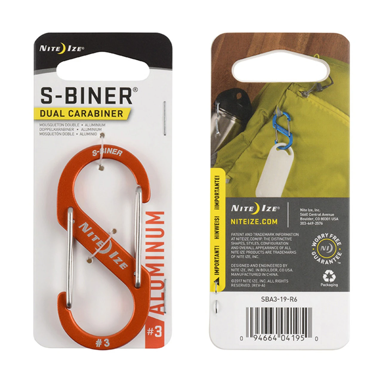 Nite Ize S-Biner Aluminum Dual Carabiner #3 - Orange